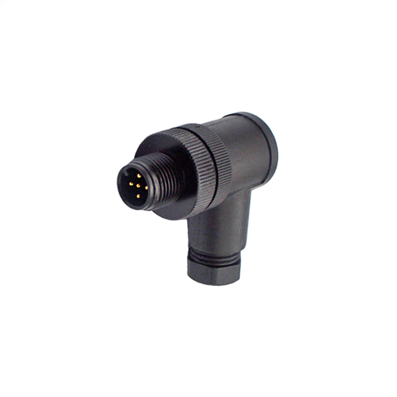 M12 5pins A code male right angle plastic assembly connector PG7 thread, unshielded,suitable cable outer diameter 4.0mm-6.0mm